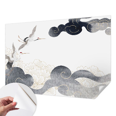 Papel mural con patrón decorativo Grullas en vuelo