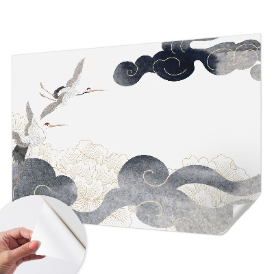 Papel mural con patrón decorativo Grullas en vuelo