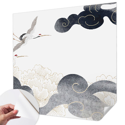 Papel mural con patrón decorativo Grullas en vuelo