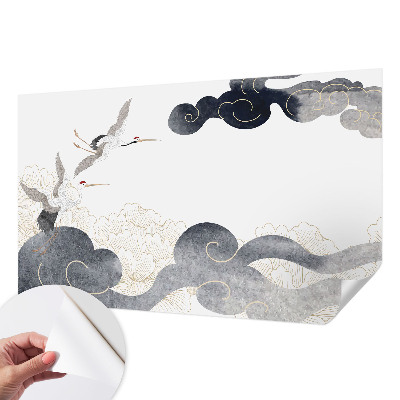 Papel mural con patrón decorativo Grullas en vuelo