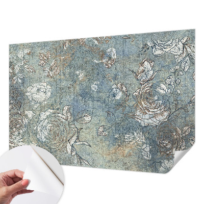 Papel mural texturado decorativo rosas románticas