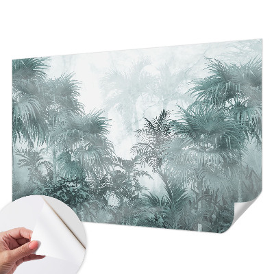 Papel mural con patrón decorativo en tono verde exótico