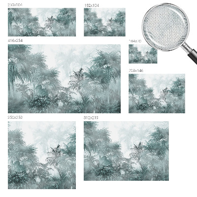 Papel mural con patrón decorativo en tono verde exótico