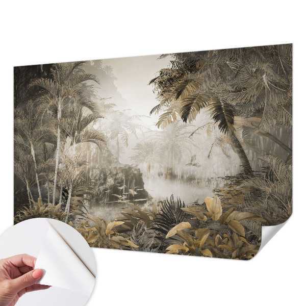 Fotomural decorativo para cabecero de cama con diseño de bosque tropical