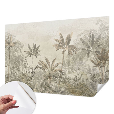 Papel mural texturado decorativo con motivo de selva tropical