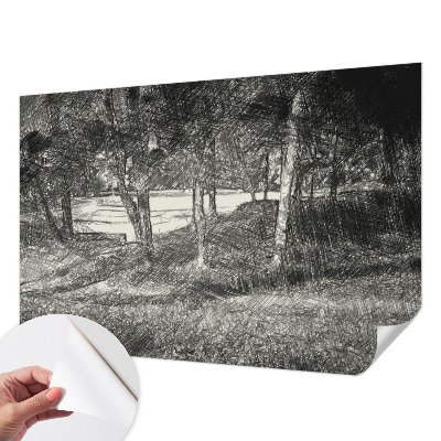 Papel mural texturado decorativo con un motivo de paisaje tranquilo