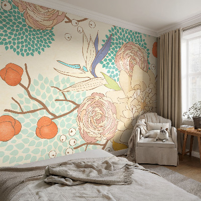 Mural de pared con estampado hermoso Fantasía floral