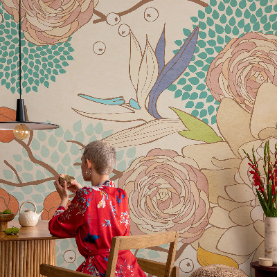 Mural de pared con estampado hermoso Fantasía floral