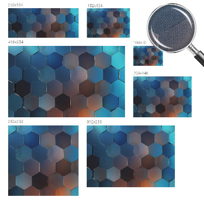 Fotomural decorativo para cabecero de cama con motivo de hexágonos azules