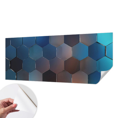 Fotomural decorativo para cabecero de cama con motivo de hexágonos azules