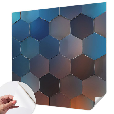 Fotomural decorativo para cabecero de cama con motivo de hexágonos azules