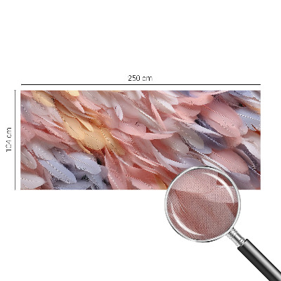 Papel mural texturado decorativo con estampado de plumas en tonos pastel
