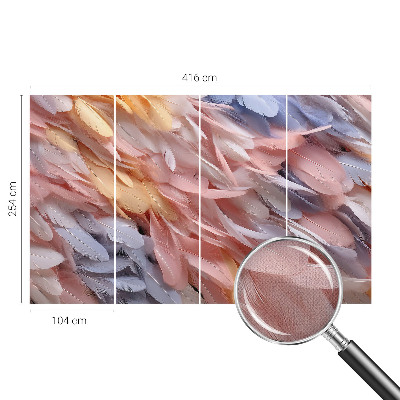 Papel mural texturado decorativo con estampado de plumas en tonos pastel