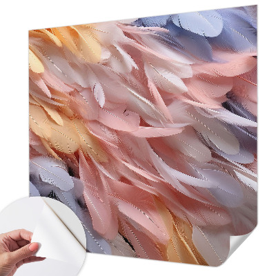 Papel mural texturado decorativo con estampado de plumas en tonos pastel