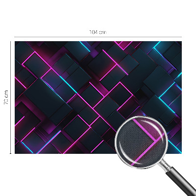 Fotomural decorativo para cabecero de cama con diseño de geometría en tonos neón