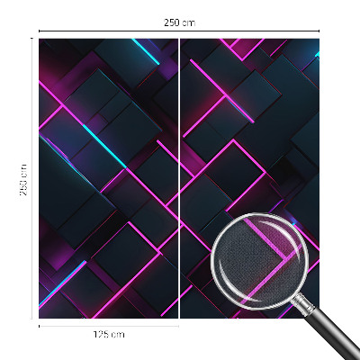 Fotomural decorativo para cabecero de cama con diseño de geometría en tonos neón