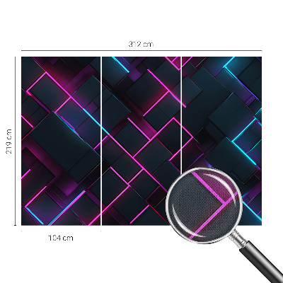 Fotomural decorativo para cabecero de cama con diseño de geometría en tonos neón