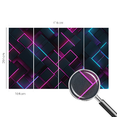 Fotomural decorativo para cabecero de cama con diseño de geometría en tonos neón