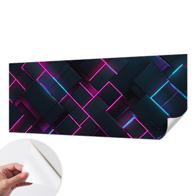 Fotomural decorativo para cabecero de cama con diseño de geometría en tonos neón