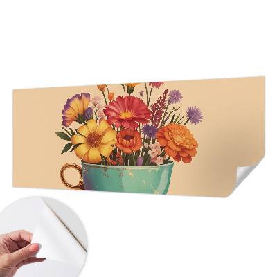 Papel mural con patrón decorativo con un ramo colorido como motivo
