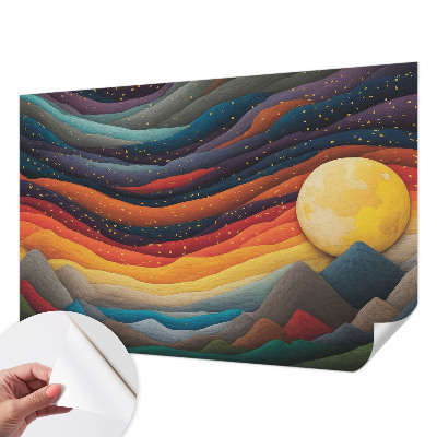 Fotomural decorativo para cabecero de cama Montañas coloridas