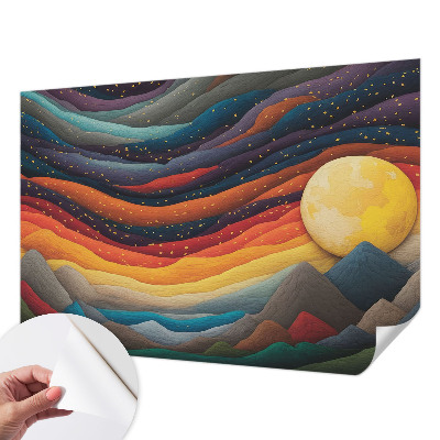 Fotomural decorativo para cabecero de cama Montañas coloridas