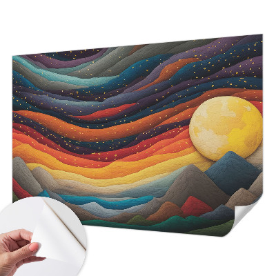 Fotomural decorativo para cabecero de cama Montañas coloridas