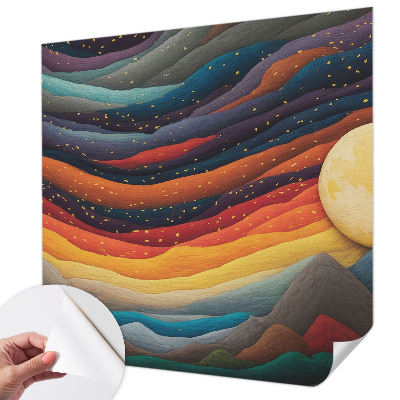 Fotomural decorativo para cabecero de cama Montañas coloridas