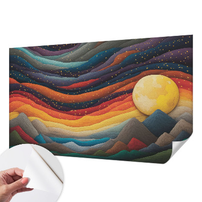 Fotomural decorativo para cabecero de cama Montañas coloridas