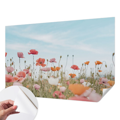 Papel mural texturado decorativo con diseño de flores de amapola