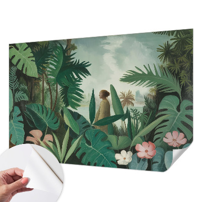 Fotomural decorativo para cabecero de cama con diseño de selva exótica