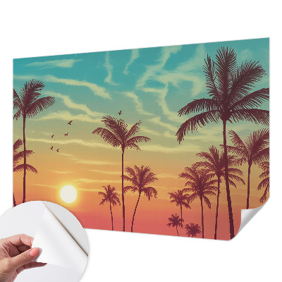 Papel mural con patrón decorativo con un motivo de paisaje tropical