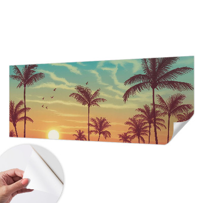 Papel mural con patrón decorativo con un motivo de paisaje tropical