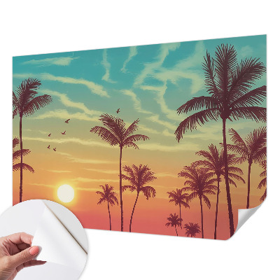 Papel mural con patrón decorativo con un motivo de paisaje tropical