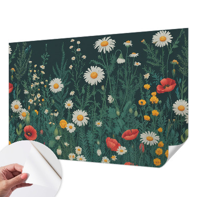 Fotomural decorativo para cabecero de cama con motivos de flores silvestres