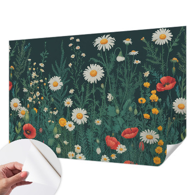 Fotomural decorativo para cabecero de cama con motivos de flores silvestres