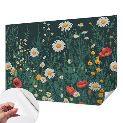 Fotomural decorativo para cabecero de cama con motivos de flores silvestres