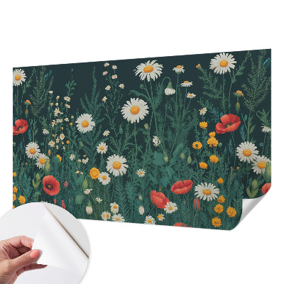 Fotomural decorativo para cabecero de cama con motivos de flores silvestres