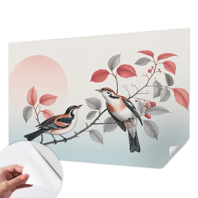 Papel mural texturado decorativo con diseño de pájaros sentados