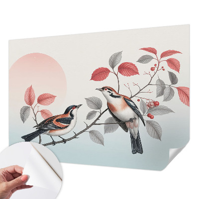 Papel mural texturado decorativo pájaros sentados