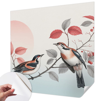 Papel mural texturado decorativo pájaros sentados