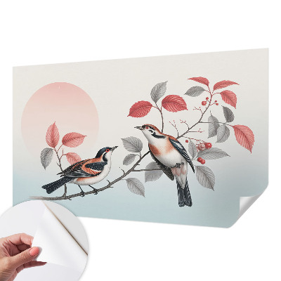 Papel mural texturado decorativo pájaros sentados