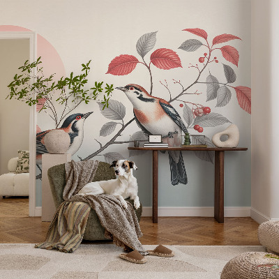 Papel mural texturado decorativo pájaros sentados