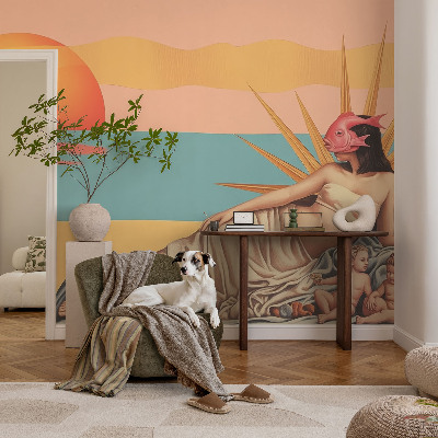 Papel mural con patrón decorativo El Occidente del surrealismo