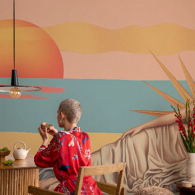 Papel mural con patrón decorativo El Occidente del surrealismo