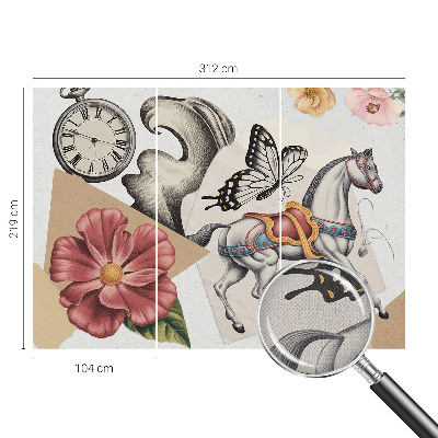 Papel mural texturado decorativo Flores antiguas