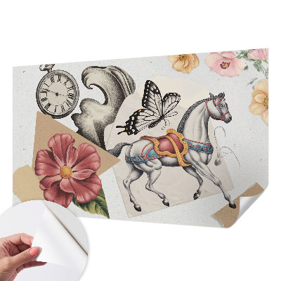 Papel mural texturado decorativo Flores antiguas
