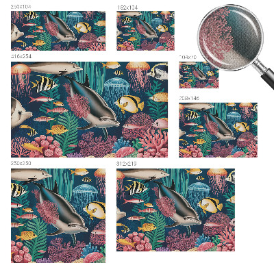 Papel mural con patrón decorativo fauna submarina