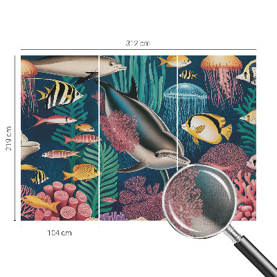Papel mural con patrón decorativo con diseño de fauna submarina