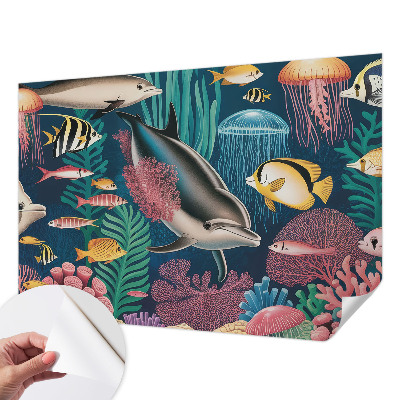 Papel mural con patrón decorativo con diseño de fauna submarina